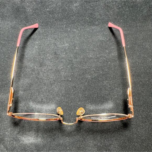 Vintage 1990s Pink Gold Eyeglasses Slim Rectangular Wire Frames Optical - Picture 7 of 10